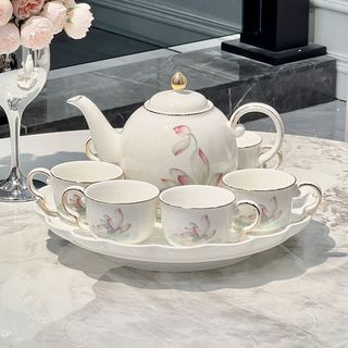 蕊顺 金莲花海豚 陶瓷 茶具套装
