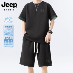 JEEP SPIRIT 吉普 薄款高级感短袖短裤潮牌两件套
