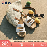 FILA 官方女鞋运动拖鞋斐乐漂流船2休闲沙滩鞋子凉拖 奶白-GD 35.5