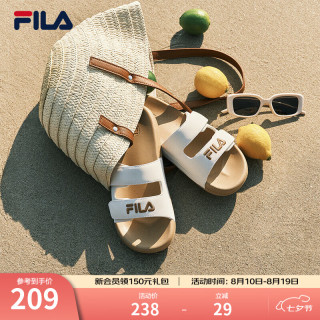 FILA 官方女鞋运动拖鞋斐乐漂流船2休闲沙滩鞋子凉拖 奶白-GD 35.5