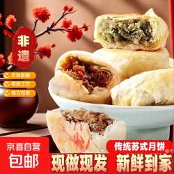 传统老月饼苏式月饼五仁 五仁口味(50克/个) 买3送3