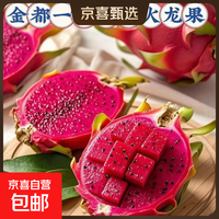 京喜加 广西红心火龙果超甜新鲜采摘红皮绿叶宝宝辅食坏果包赔 尝鲜装小果1斤半带箱/单果200g+