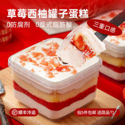 熊治 罐子蛋糕冰淇淋口感水果夹心盒子甜品蛋糕 草莓西柚罐子蛋糕180g
