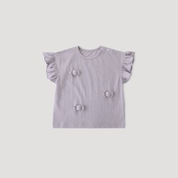 巴厘小猪 女童T恤夏季花边短袖幼儿衣服莫代尔上衣