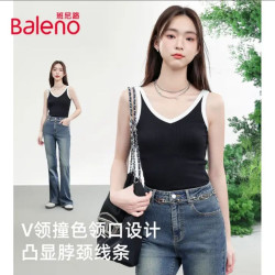 班尼路 短袖t恤女装  休闲V领背心