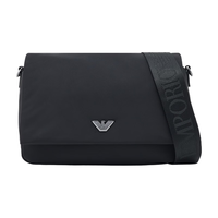 EMPORIO ARMANI UC001 男士翻盖单肩斜挎包 黑色
