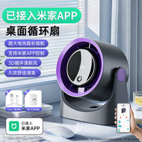 嘉柏兰 桌面小风扇静音空气循环扇学生宿舍办公室桌面USB冷家用涡轮迷你电风扇 紫灰无刷电机丨智能数显丨100档高速飓风