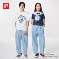 优衣库 廓形水洗牛仔裤 天蓝色 160cm