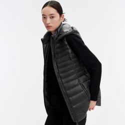 千仞岗 轻薄连帽无袖羽绒马甲 魔力黑 XS(155) 女士外套