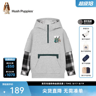 暇步士 男大童秋季新款舒适时尚潮流感休闲卫衣 花灰 140