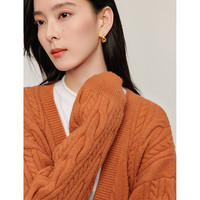 INMAN/茵曼 新中式复古麻花毛衣开衫 女士羊毛衫