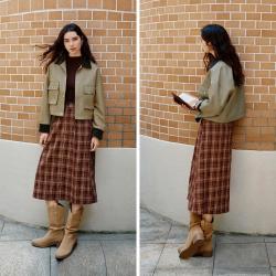 森马 秋短款宽松落肩衣服撞色灯芯绒翻领夹克小个子复古外套女