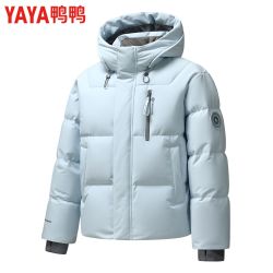 鸭鸭羽绒服 王一博同款鸭鸭羽绒服男冬季短款2026新款连帽加厚情侣红色外套女
