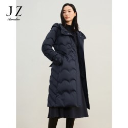 玖姿 安娜蔻奥莱通勤连帽钉珠白鹅绒保暖长羽绒女冬款