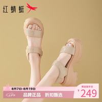 红蜻蜓 女鞋仙女风烫钻凉鞋 夏季魔术贴厚底凉鞋子休闲百搭女士沙滩凉鞋
