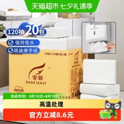 霏羽 擦手纸商用加厚120抽20包卫生间抹手纸厨房纸吸水檫手纸CS008
