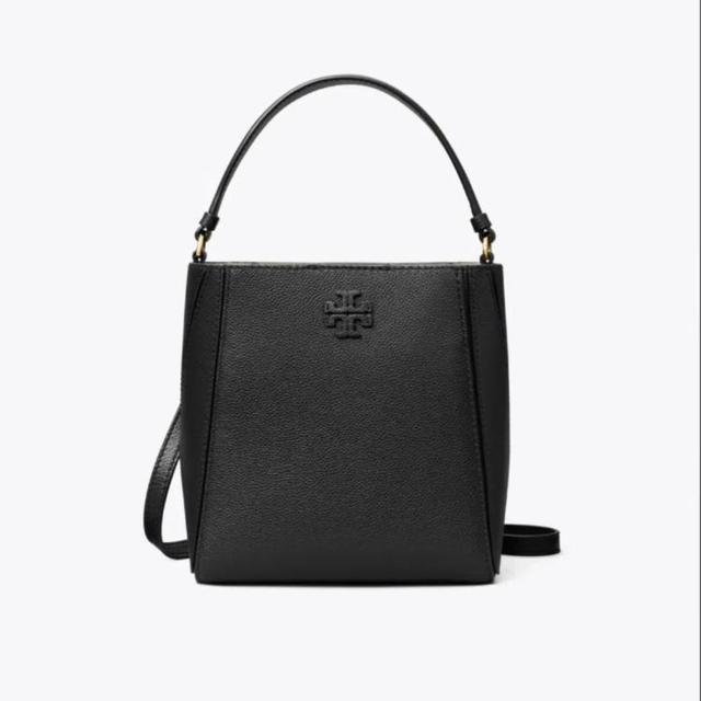 七夕好礼：TORY BURCH 【牛皮水桶包】McGraw徽标Logo磁吸按扣手提单肩斜挎女包