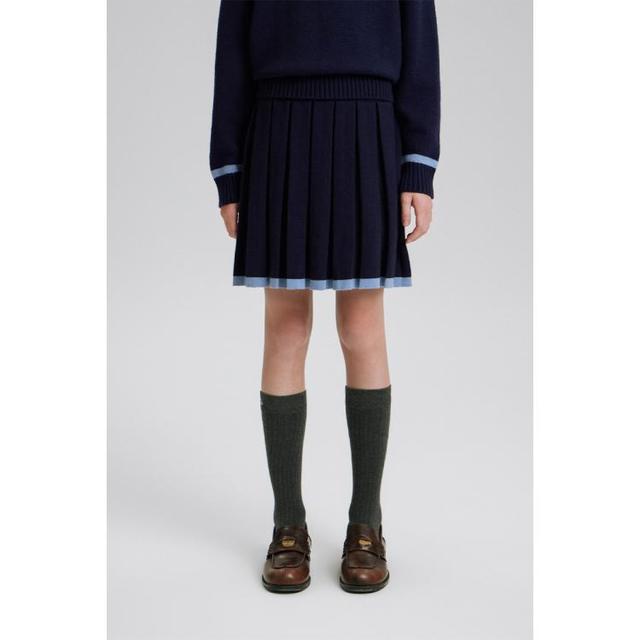 ELLE kids 春秋款法式学院风女童撞色边A字伞裙耐磨不易皱短裙半身裙