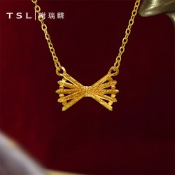 谢瑞麟 黄金项链蝴蝶结足金套链5G足金工艺项链女XR549