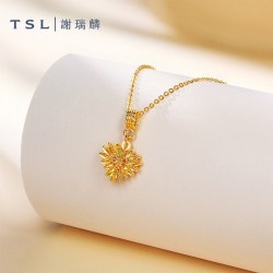 谢瑞麟 黄金项链5G足金工艺爱心足金套链计价女XR584