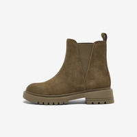Bata 2913BDD4 牛皮短筒切尔西靴 卡其色 38码