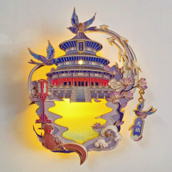 赋闲 北京天坛祈年殿发光流沙冰箱贴立体旅游文创纪念手伴礼生日礼物 天坛·流光映影 发光流沙吊坠三合一