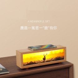 木易 木质拍拍灯无线充电生日礼物氛围装饰灯摆件居家文创摆件七夕礼物 一路有你—麋鹿长条灯