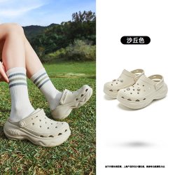 乔丹 汉堡洞洞鞋女2025夏季防滑透气软底运动鞋子厚底增高凉鞋