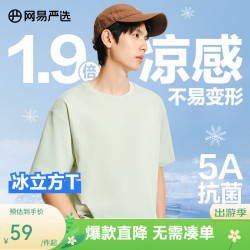 网易严选 25春夏升级220g重磅棉-5℃凉感T恤5A抗菌棉短袖小白T宽松男女 新芽绿-三重凉感 M