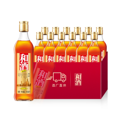 和酒  上海老酒金标五年陈 555ml*12瓶装 特型半干黄酒5年陈加饭酒