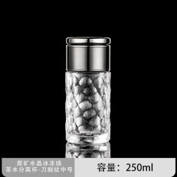 容山堂 原矿水晶茶水分离杯玻璃耐热水杯绿茶杯冰冻烧泡茶杯办公杯