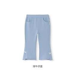 英氏 儿童牛仔裤夏季休闲长裤新款女童微喇叭裤子