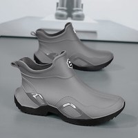 东方骆驼 雨鞋男款秋季厨房厨师工作劳保骑手雨天钓鱼防滑防水黑色胶鞋水鞋 灰色-活力款1 单层 43