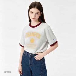 Champion 春夏男女同款圆领撞色字母印花T恤