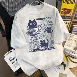 我的速度 美式扎染短袖T恤男夏季2026新款宽松圆领半袖衣服ins潮牌