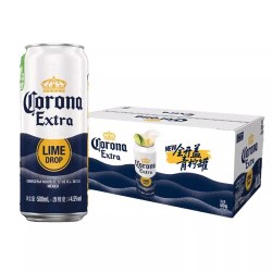 百威 CORONA/科罗娜全开盖啤酒500ml*18听罐整箱11.3°P青柠罐经典拉格