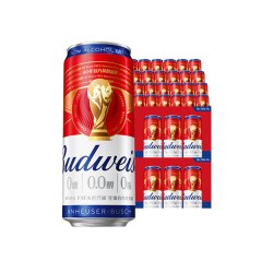 百威 啤酒世界杯限定0.0%无醇330ML*48听低酒精代酒箱装