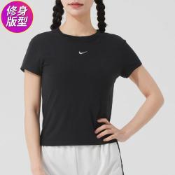 NIKE 圆领短袖女装上衣休闲舒适时尚潮透气健身训练运动T恤  修身款