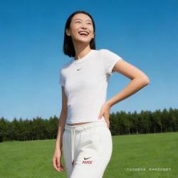 NIKE 经典百搭 简约休闲 女子无领短袖上衣