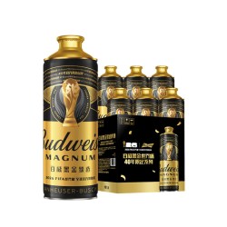 百威 黑金世界杯款经典深色拉格啤酒1L*6瓶装三片罐臻选精酿整箱