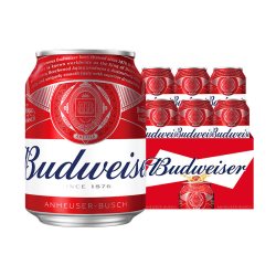 百威 啤酒迷你255ml*6听红罐世界杯限定拉格尝鲜