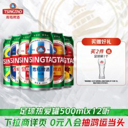 青岛啤酒 经典10度500ml*12听足球热爱罐