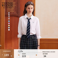 TEENIE WEENIE 小熊长袖衬衫女2025春季时尚多巴胺牛津纺刺绣衬衣上衣女 白色 L (170)