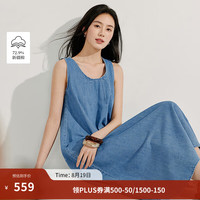 茵曼 复古牛仔背心裙 浅牛仔 M 连衣裙