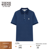 TEENIE WEENIE 小熊2024年夏季POLO短袖时尚宽松韩版T恤上衣女 深蓝色 160/S