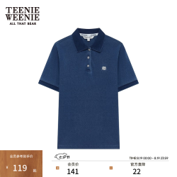 TEENIE WEENIE 小熊2024年夏季POLO短袖时尚宽松韩版T恤上衣女 深蓝色 160/S