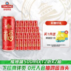 青岛啤酒 福禧双至啤酒500ml*12听*2箱