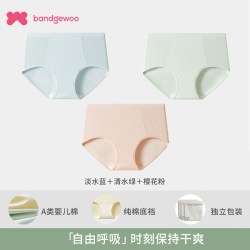 阪织屋 A类纯棉10A抗菌加长底裆中腰无痕舒适透气提花三角短裤女