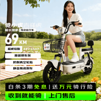 驰小虎 长续航 电动自行车  铅酸电池 茶白 20Ah 48V