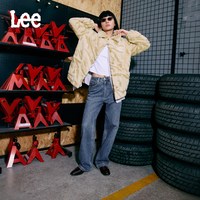 移动端、88VIP：Lee 中蓝色水洗428懒懒裤高腰女显瘦宽腿牛仔裤潮流